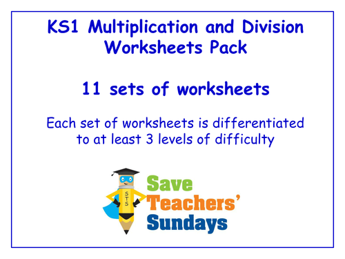 KS1 Multiplication and Division Worksheets Pack (11 sets of differentiated worksheets)