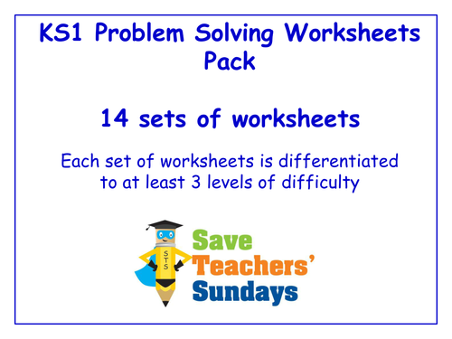 KS1 Problem Solving Worksheets Pack (14 sets of differentiated worksheets)