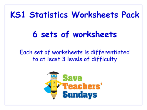 KS1 Statistics Worksheets Pack (6 sets of differentiated worksheets)
