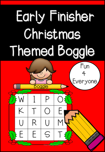 Christmas Themed Early Finishers Boggle