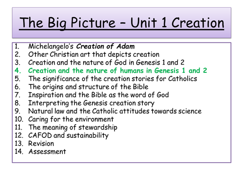 The Creation Story and the nature of humans.