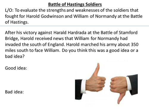 * Full Lesson* Battle of Hastings: Norman and Saxon Soldiers