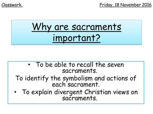 Why are sacraments important - Lesson 2 | Teaching Resources