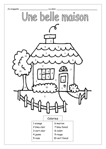 FRENCH  COLOURS - Les Couleurs - Colour by Numbers - Worksheets
