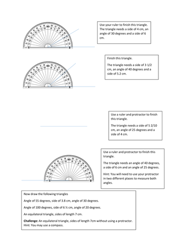Scaffolded worksheet for constructing triangles