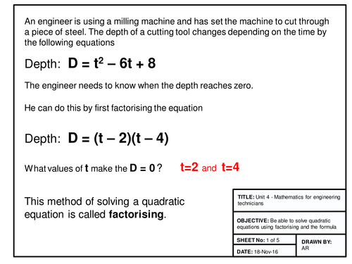Maths for Engineers - Quadratics