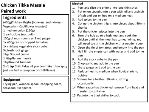 Food Preparation and Nutrition KS3. 14 recipe cards