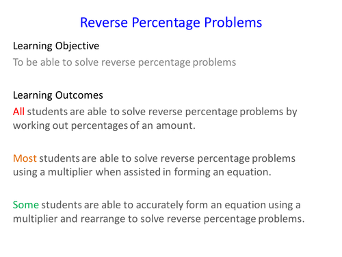 Reverse Percentage by Round_up | Teaching Resources