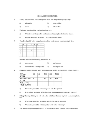 Basic Probability Homework