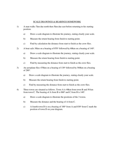 Bearings and Scale Drawing Homework