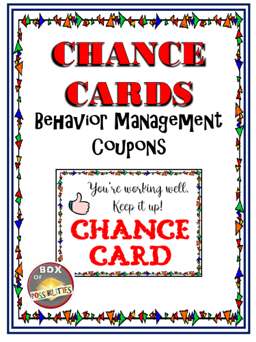 Behavior Management Coupons - Chance Cards
