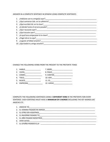 preterit tense exit passes