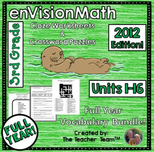 enVision 3rd Grade Common Core 2012 Cloze & Crossword Puzzle Vocab Bundle