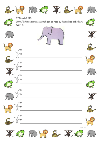 Dear Zoo Writing Frame | Teaching Resources