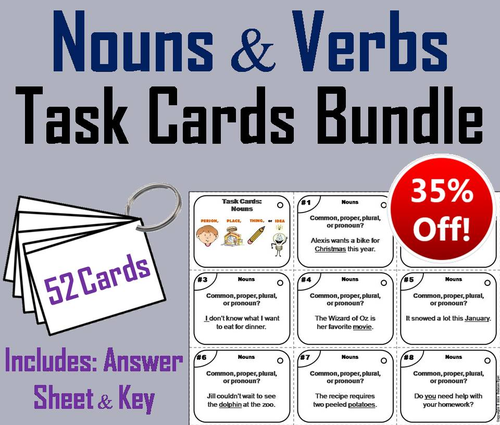 Nouns and Verbs Task Cards