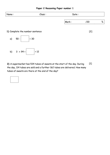 5 reasoning SATs papers (paper 3) year 6