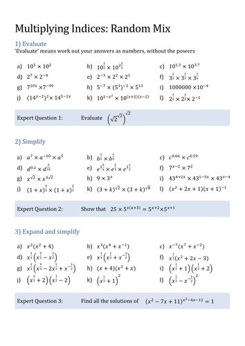 Multiplying indices - mixed tough examples