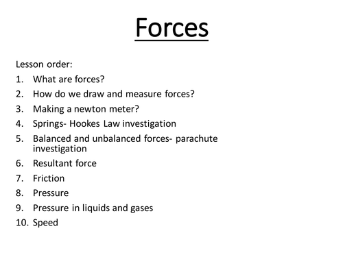 Year 7 Forces full set of lessons for forces topic