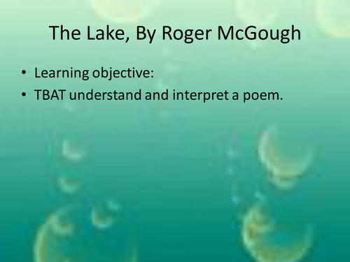 Poetry - The Lake, by Roger McGough