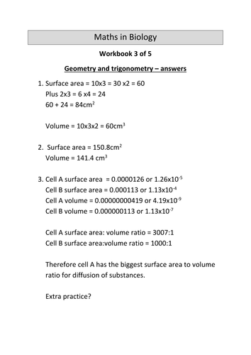 Maths skills in A level Biology Answers to booklet 3