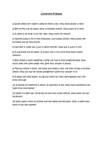 Converting Between Measures Problems