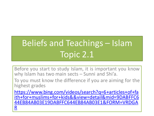 AQA 2.1 Islam Beliefs and Teachings