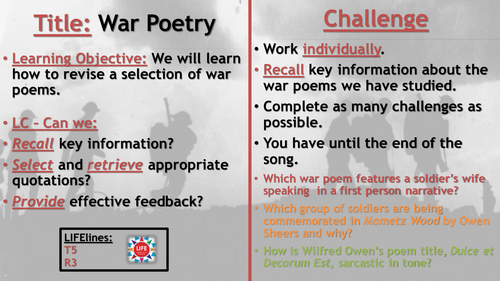 WJEC War Poetry Recap