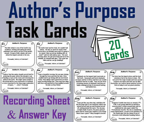 Author's Purpose Task Cards (Teacher-Made) - Twinkl