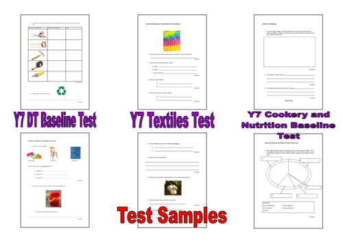 Y7 Design Technology and Cookery and Nutrition Tests