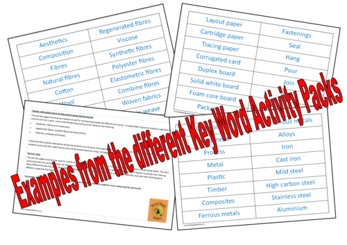 KS4 DT and Food Key Words Revision Bundle