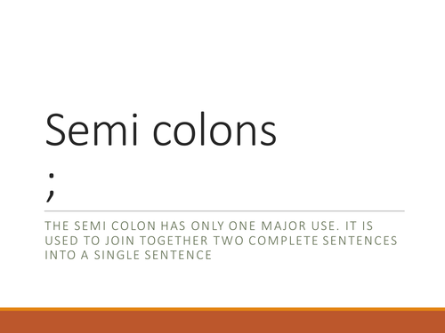 Semi Colons Starter English PowerPoint Presentation