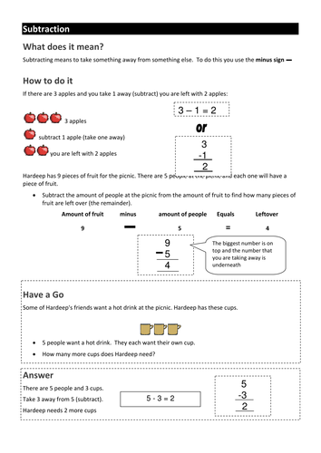 Maths - Understanding Subtraction