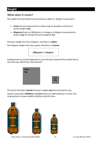 Maths - Understanding Weights