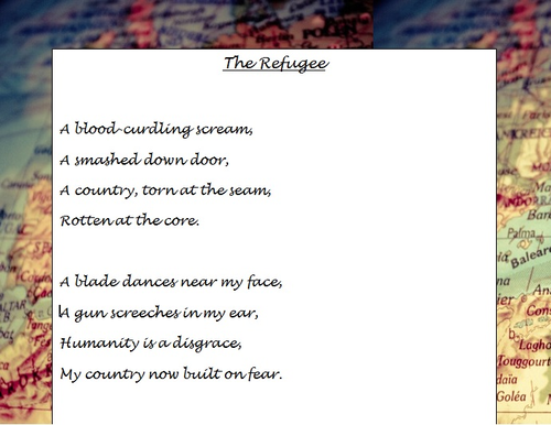 Three Thought-Provoking Poems with Comprehension: Fight Terror, The Quake and The Refugee - comes with writing paper