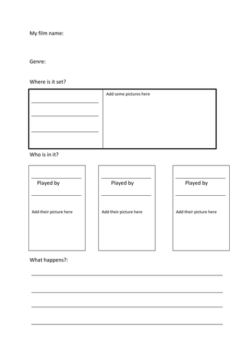 Film planning worksheet