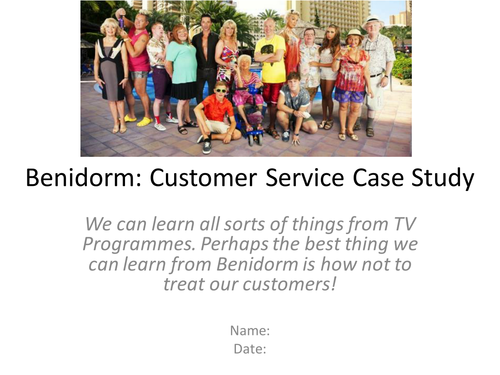 Entry Pathways- Food Studies- Serving food and drink worksheets to go with Benidorm episode