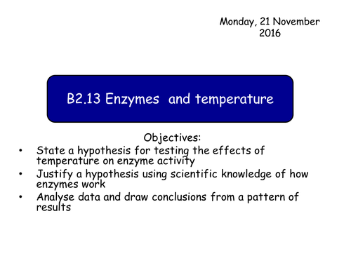 B2.13 Enzymes and temperature GCSE Biology