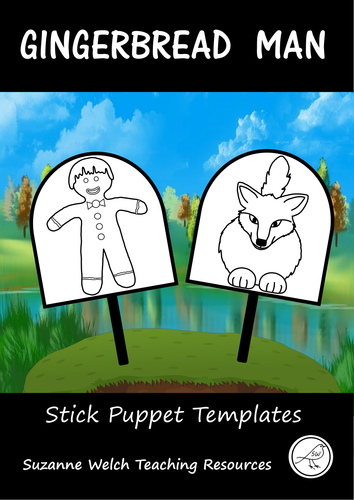 The Gingerbread Man - stick puppet templates