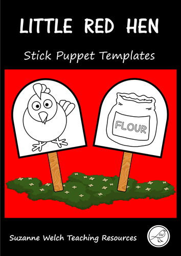 The Little Red Hen - stick puppet templates