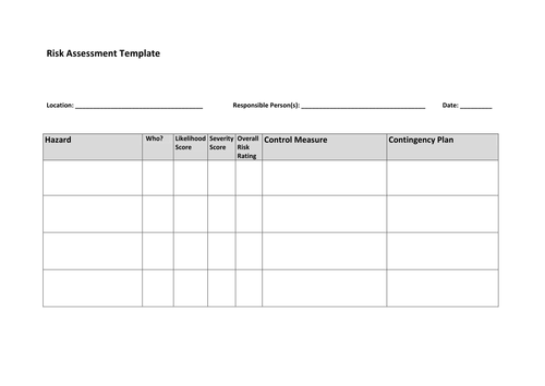 Risk Assessment - Physical Education BTEC/GCSE/A-Level