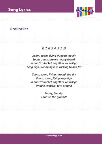 Spring 1 Year 2 sheet music/ song pack: OcaRocket Training (Unit 3)