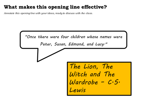 KS3 - Reading Activity - Creative Writing - Analyse Story Opening Lines