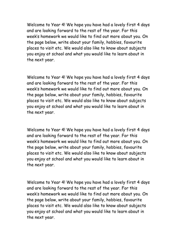 Year 3/4 maths and English/ spelling homework