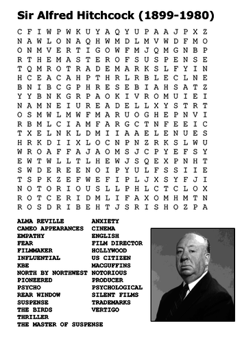 Sir Alfred Hitchcock Word Search