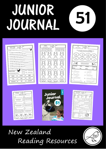 Junior Journal Worksheets (number 51) - New Zealand reading programme