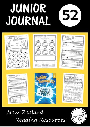 Junior Journal Worksheets (number 52) - New Zealand reading programme