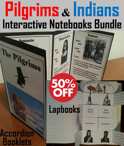 Pilgrims and Native Americans Interactive Notebooks Bundle