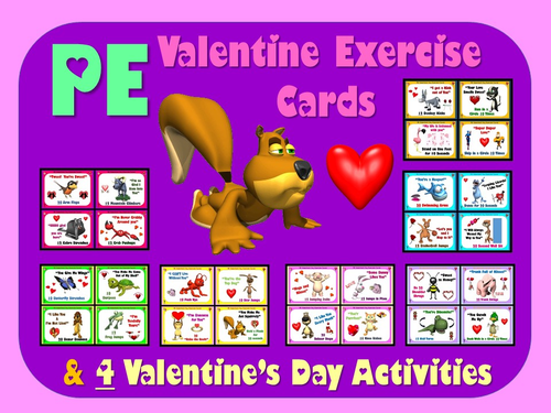 PE Valentine Exercise Cards and 4 Valentine's Day Activities