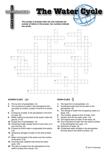 Crossword Puzzle: The Water Cycle