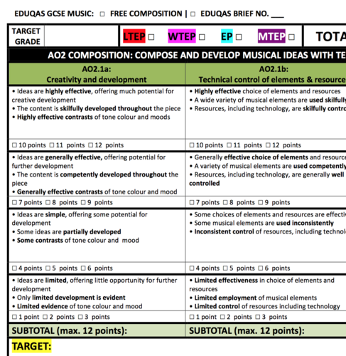 Eduqas GCSE Music Assessment Tools